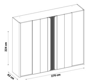 Dulap Alanya, 6 Uși, 270×62×224 cm