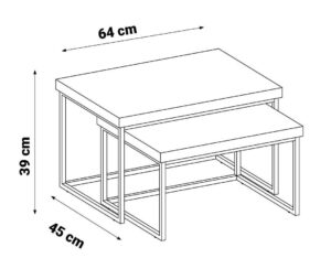 Set 2 Măsuțe Laterale Basic, Design Modern