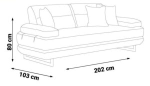 Canapea Carmen Bej, 2 Locuri, 202×103×80 cm