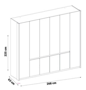 Dulap Carmen, 6 Uși - 268x63x225 cm