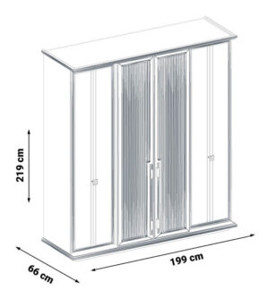 Dulap Marmaris 4 Uși, 199×66×219 cm