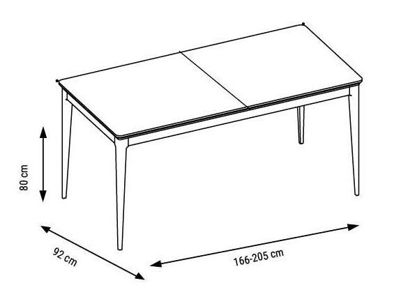 Masă Dining Extensibilă Mugla 166/205×92×80 cm Masă Dining Extensibilă Mugla 166/205×92×80 cm