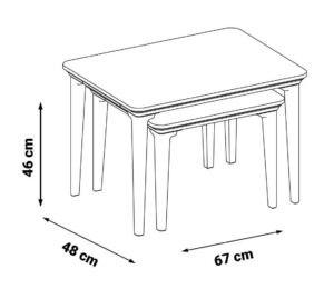 Set 2 Măsuțe Laterale Mugla, Design Elegant