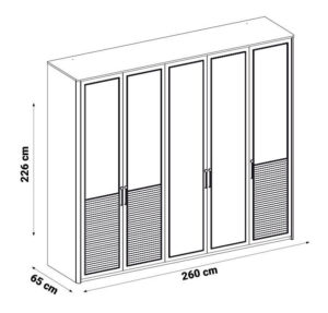 Dulap Salda, 5 Uși, 260×65×226 cm