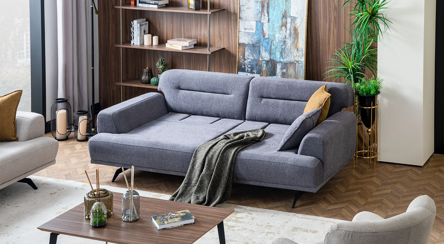 Canapea Aqua, Gri, 3 Locuri – Modern și Elegant Canapea Aqua, Gri, 3 Locuri - Modern și Elegant