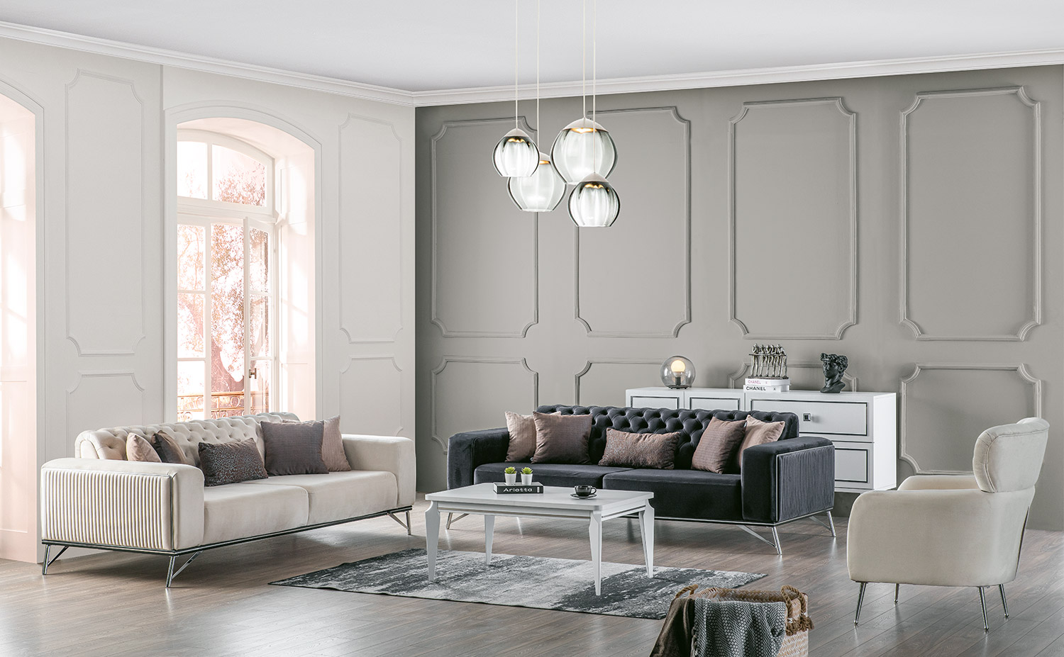 Canapea Mudanya Antracit 3 Locuri 230×95×81 cm Canapea Mudanya Antracit 3 Locuri 230×95×81 cm