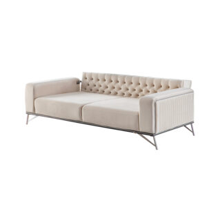 Canapea Mudanya Crem, 3 Locuri, Design Elegat