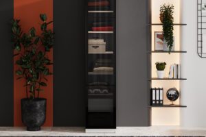 Front Plus Sticlă Negru 44,7×1,8×207 cm