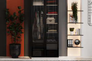 Front Plus: Sticlă Neagră, 2 Piese, 44,7×1,8×207 cm