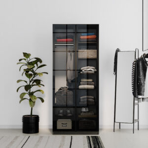 Front Plus: Sticlă Neagră, 2 Piese, 44,7×1,8×207 cm