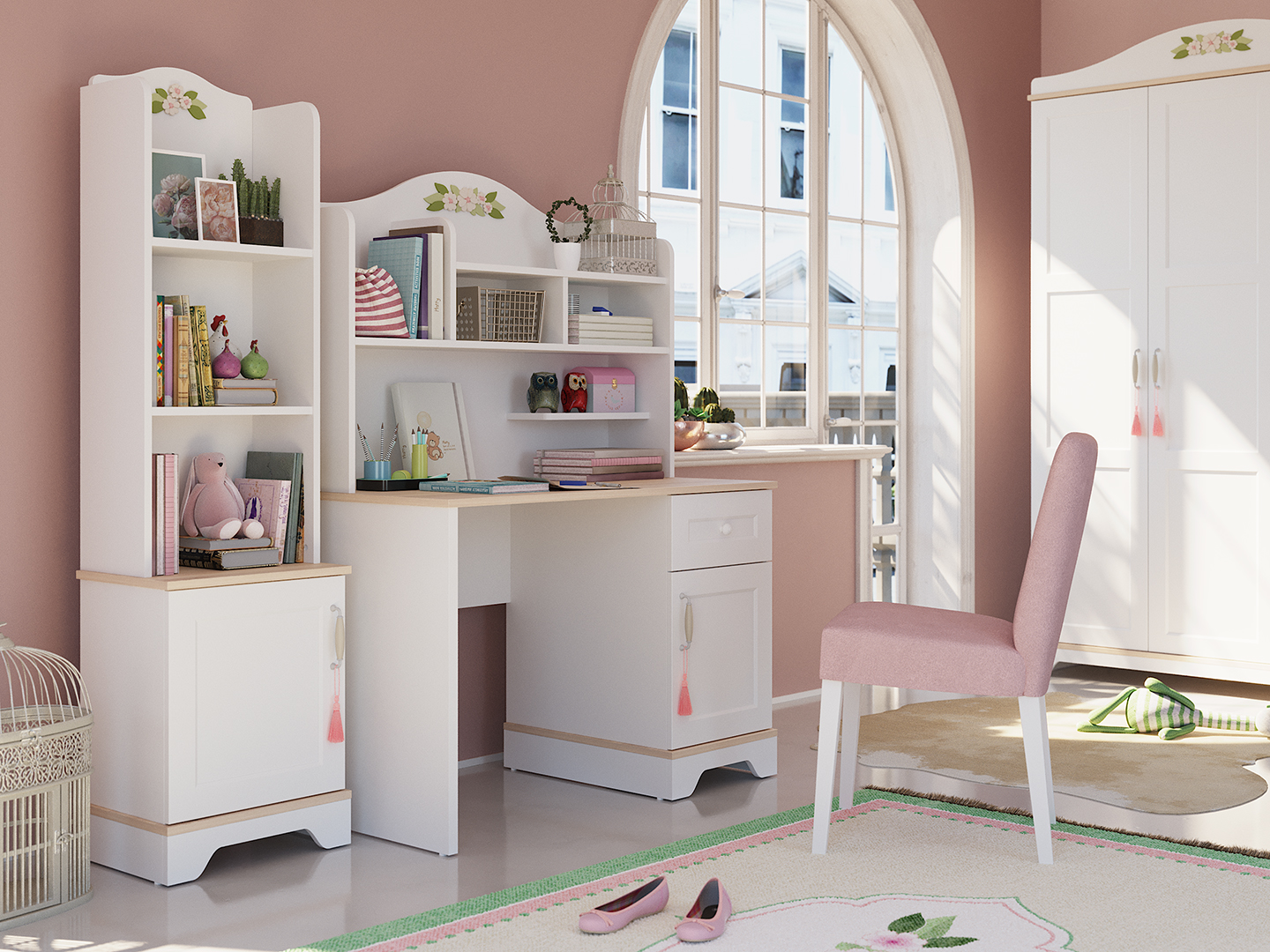 Bibliotecă Bianca, elegantă și funcțională Bibliotecă Bianca, elegantă și funcțională