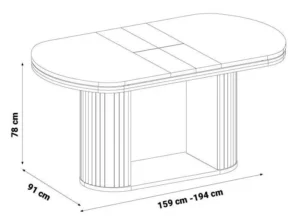 Masă Dining Extensibilă Bodrum 159/194×91×78 cm