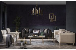 Canapea Emirgan Gold 2 Locuri - Lux și Eleganță