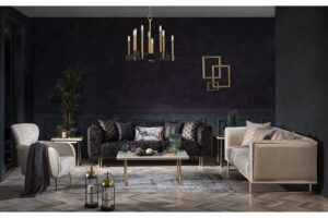 Canapea Emirgan Crem, 3 Locuri - Eleganță și Confort