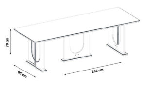 Masă de Dining Florya 265×95×79 cm Modernă