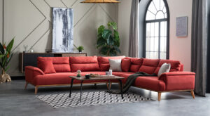 Colțar Milano Roșu 3x2 Locuri 315x283x78 cm