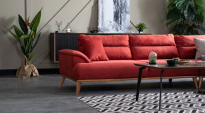 Colțar Milano Roșu 3x2 Locuri 315x283x78 cm