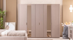 Dulap Latte, 5 Uși, 260×60×214 cm