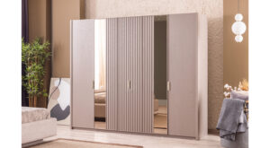 Dulap Latte, 5 Uși, 260×60×214 cm