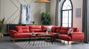 Colțar Milano Roșu 3x2 Locuri 315x283x78 cm