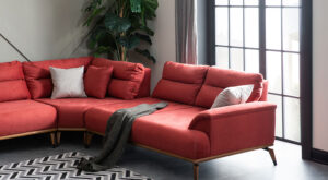 Set Colțar Milano Mare, Roșu - Elegant și Confortabil