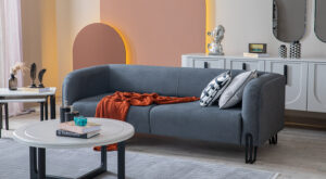 Canapea Milas Gri, 3 Locuri, 228×95×76 cm