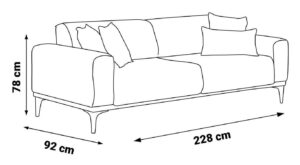 Canapea Stil, Galben Muștar, 3 Locuri