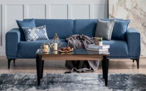 Canapea Stil Albastră, 3 Locuri, Design Modern